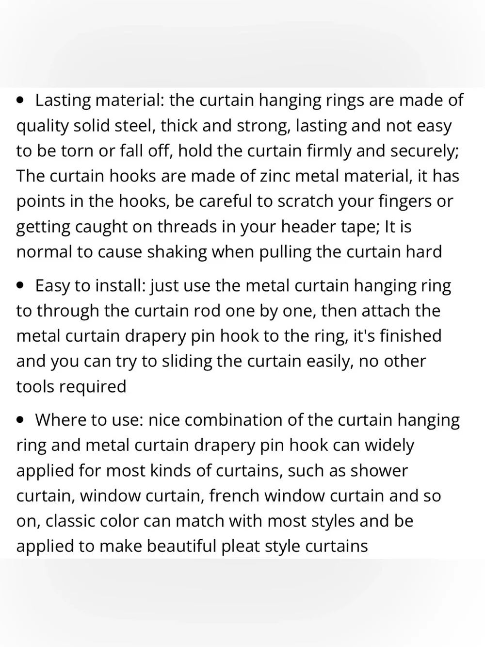 Curtain Rings 1.26” with Pin Hooks (Window Door Shower) - CHAMPAGNE GOLD (60pc)